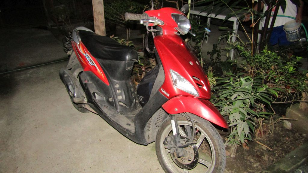 Arthur's trusty ride around the city of Cabuyao, Laguna Arthur's trusty scooter
