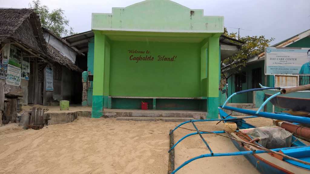 Welcome sign in the port of Sabang in Cagbalete Island