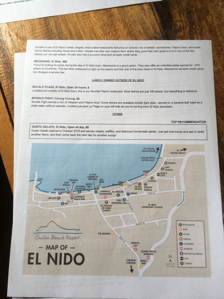 The map shows where to eat, have a drink and where to get a relaxing massage - depending on one's budget