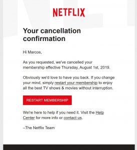 My official Netflix cancellation notice last Aug 2019. Looking forward--- what's next after video-on-demand? My official Netflix cancellation notice in Aug 2019. Looking forward--- what's next after video on demand?