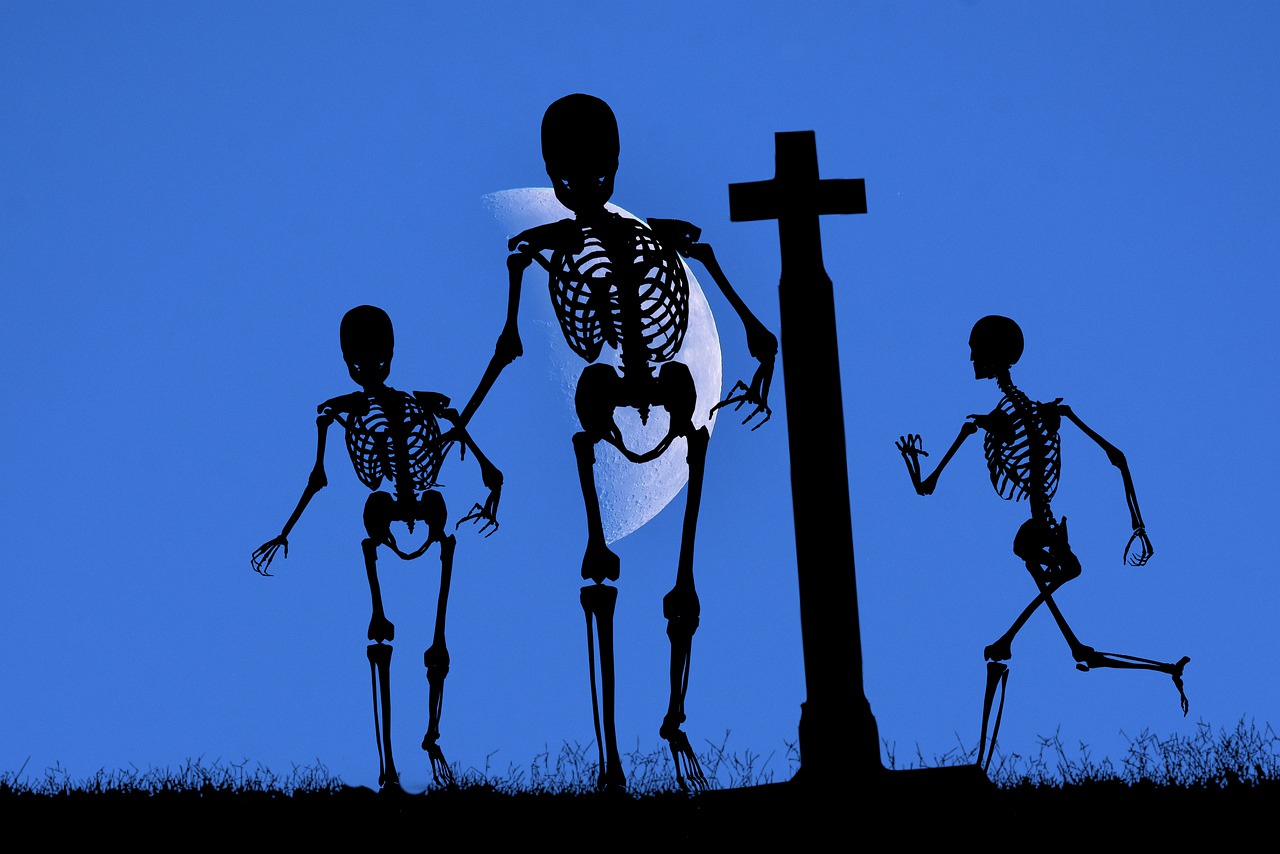 Cemetery Skeletons Silhouettes  