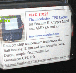 Magaland MAG-CM25 Thermoelectric CPU Cooler for Pentium Coppermine (Socket 370) and AMD K6/K62/K63 (Socket-7) and K7 Athlon (Socket 462) Processors