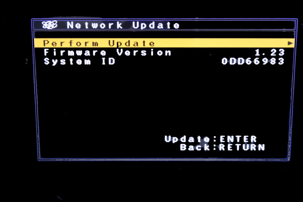 After the successful firmware update, check if the version shows up correctly - either via the front display panel or on your TV/monitor screen (if connected via HDMI Out). After the successful firmware update, check if the version shows up correctly - either via the front display panel or on your TV/monitor screen (if connected via HDMI Out).