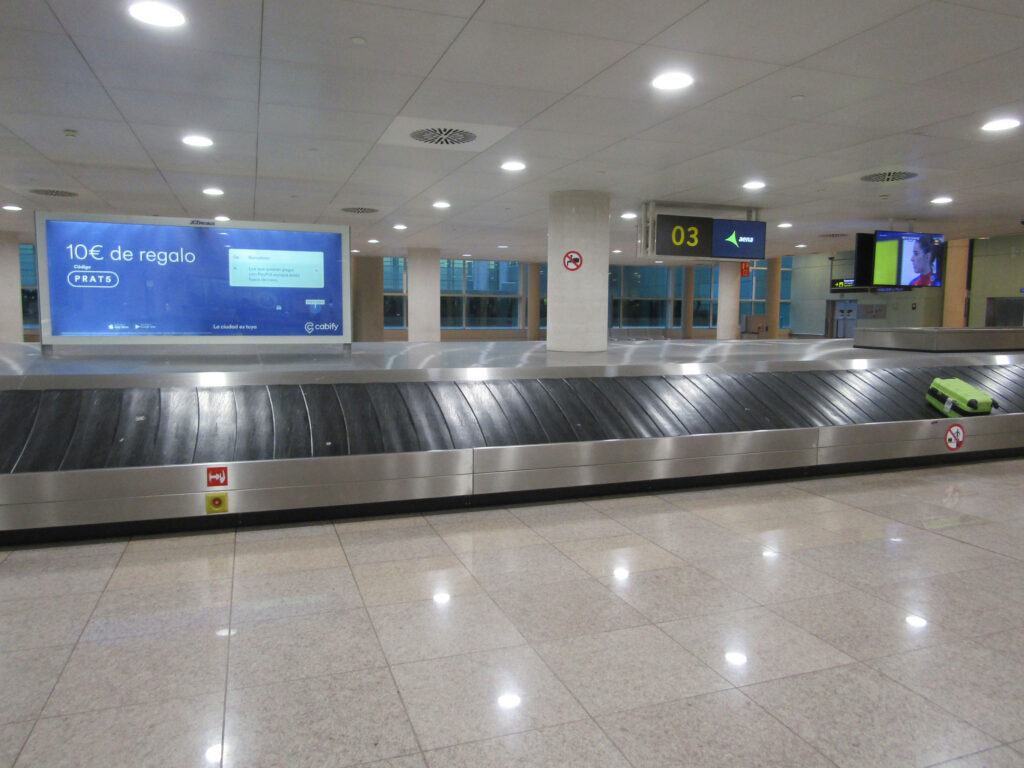 Barcelona's arrival terminal was relatively quiet that December afternoon while we waited in vain for the carousel to spit out our luggage.