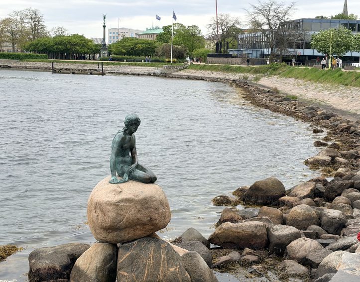 The Little Mermaid statue in Copenhagen, Denmark.