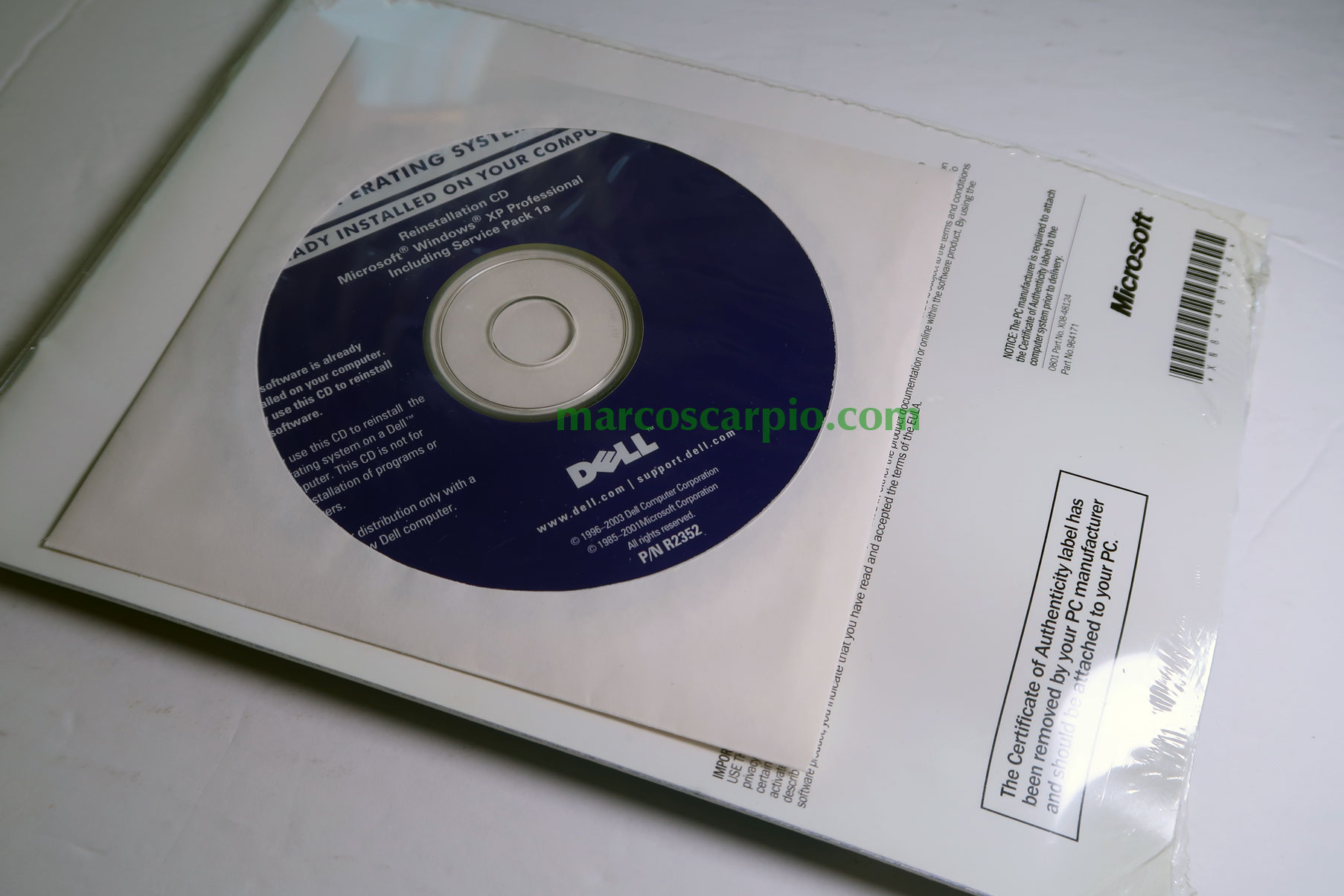 Windows XP Pro (SP1a) Reinstallation CD for compatible Dell Computers ...